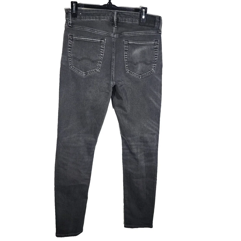 American Eagle Mens Jeans 31x32 Gray Athletic Skinny Airflex Distressed Denim